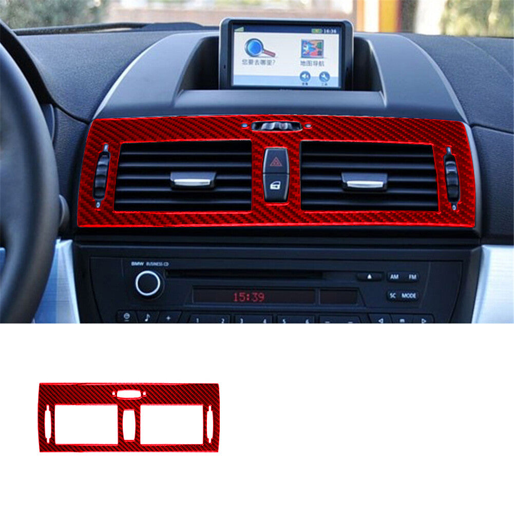 Red Carbon Fiber Center Console Vent Outlet Trim for BMW X3 2004-2010
