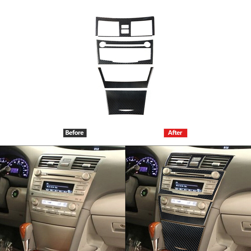 4Pcs Carbon Fiber Digital Dimate Control Cover Trim for Toyota for Camry 2007-2011