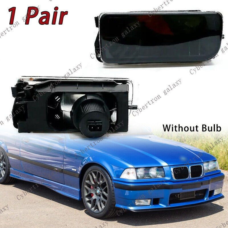 A pair of black front bumper fog lights for BMW E36 1992-1998.