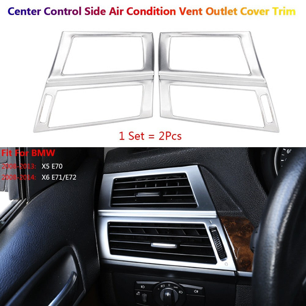 Stainless for BMW X5 X6 E70 E71 Center Console Side Air Vent Outlet Cover Trims