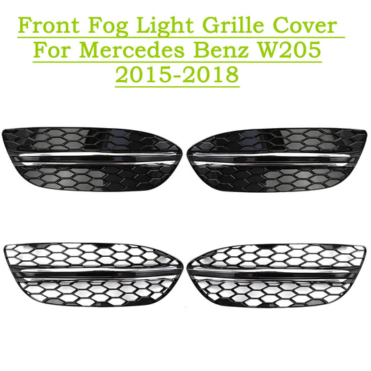pair of chrome grille covers for the front bumper fog lights are suitable for the for Mercedes-Benz W205 2015-2018.