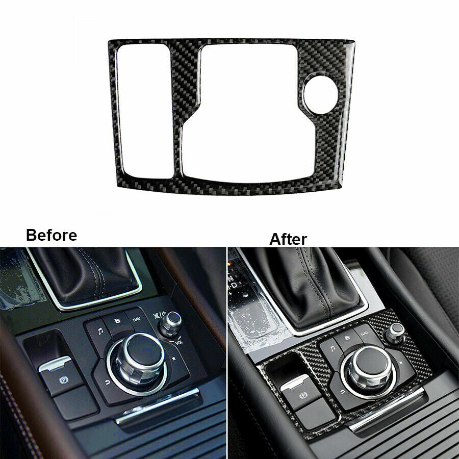Carbon fiber interior multimedia panel cover trim suitable for Mazda 3 Axela 2013 - 2018