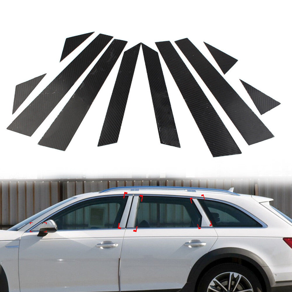 10 Pcs Car Exterior Door Window B Pillar Post Cover Trim for Audi A4 2017-2022