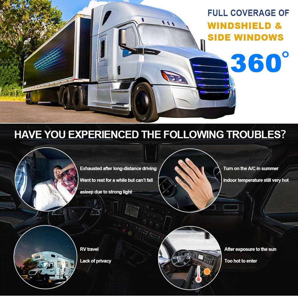 for Kenworth Semi Truck Large Windshield Sun Shade Side Window UV Block Cover
