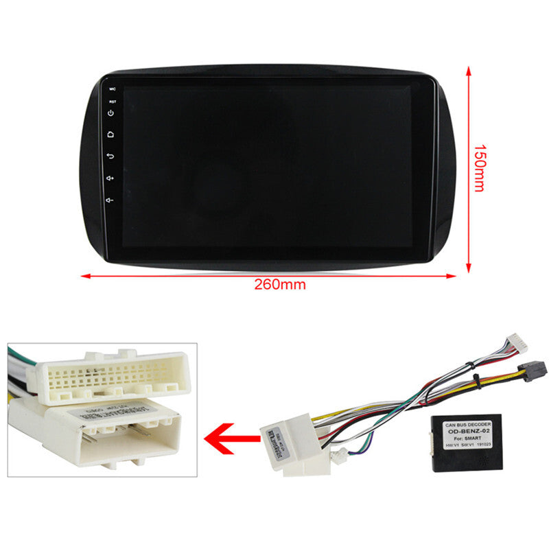 9 Android Car Stereo Radio GPS Navi WIFI BT Mirror Link for Smart Fortwo 15-18