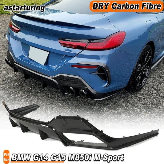 for BMW 8 Series G14 G15 M850i M-Sport 2018-2023 DRY Carbon Rear Bumper Diffuser