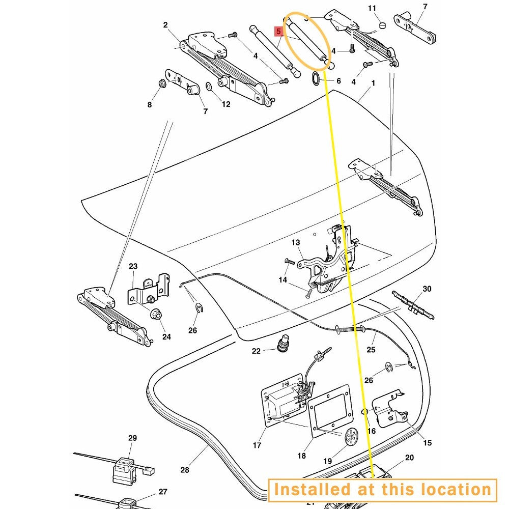 Boot cover support for Bentley Flying Spur 2006-2013 - Equipment Manufacturer: 3W5827550B