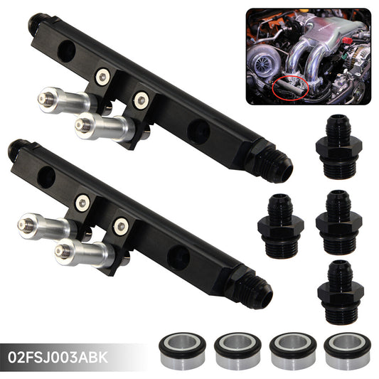 Oil Fuel Injector Rail w/ Fitting Kit for Subaru Impreza WRX STI EJ20 EJ25 Black