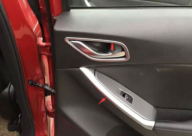 for Mazda CX-5 13-2015 Matte Silver Rear Inner Door Armrest Handle Strip Trim 2X