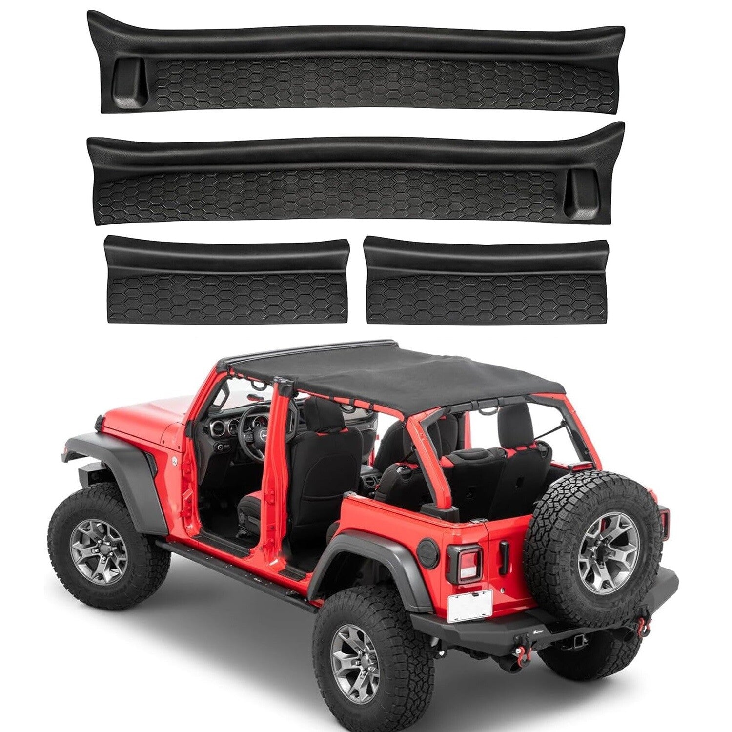 4pc Door Entry Sill Plate Guard Protector Kit for 2018-2024 for Jeep for Wrangler JL JLU