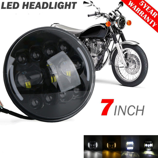 DOT 7-inch Motorcycle LED Headlight Halo Angel Eye Projector for Harley Cafe Racer