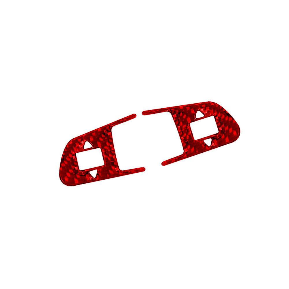 2pcs red carbon fiber steering wheel buttons trim for Audi Q7 2007-2015