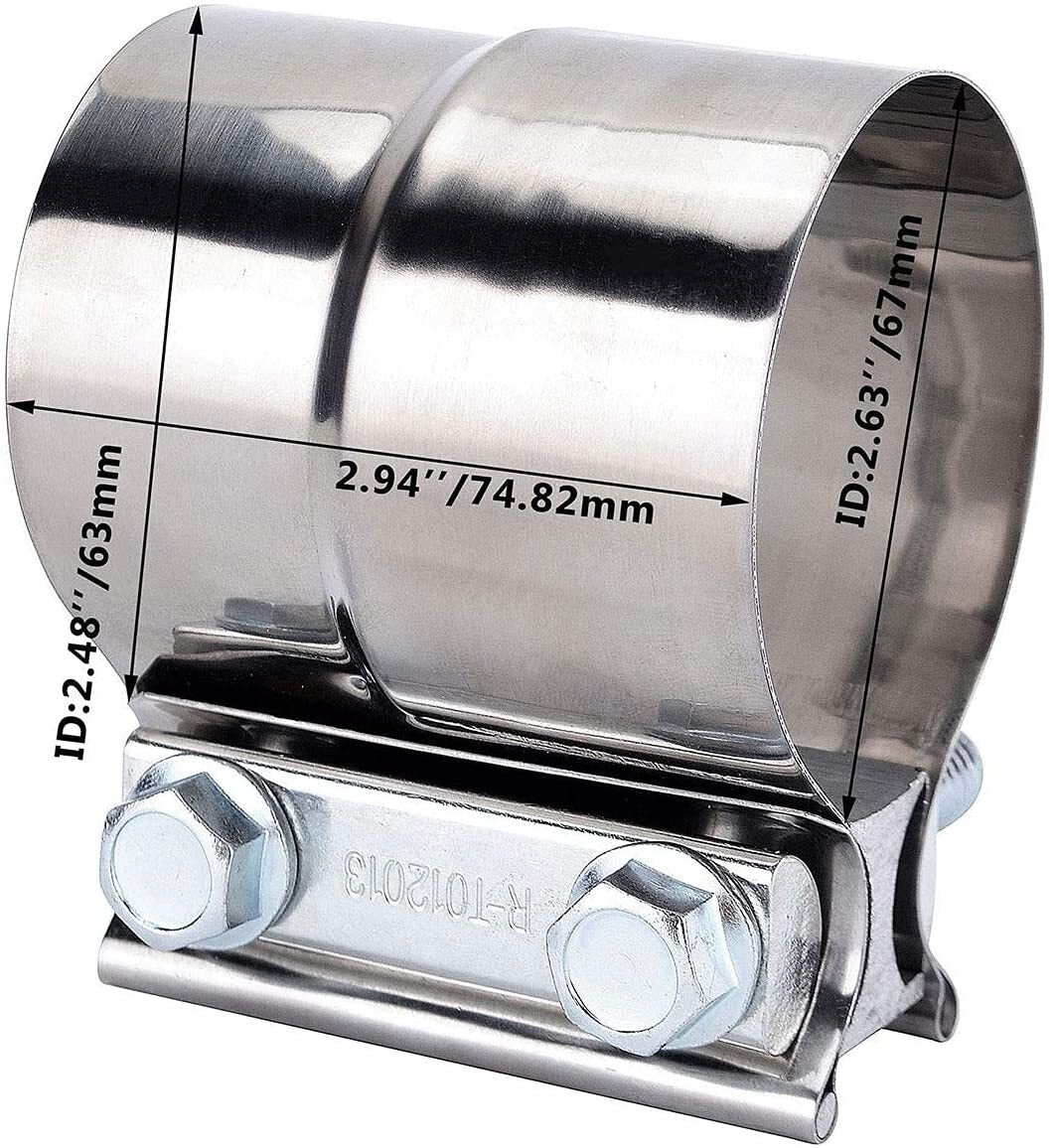 2.5In Stainless Steel Butt Joint Band Exhaust Clamp Sleeve for Muffler Downpipe