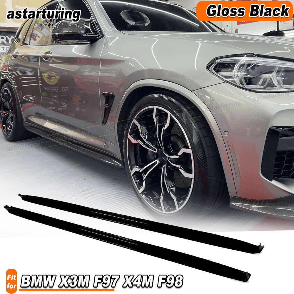 for BMW X3M F97 X4M F98 2019-2021 Gloss Black Side Skirt Extension Lip Spoiler