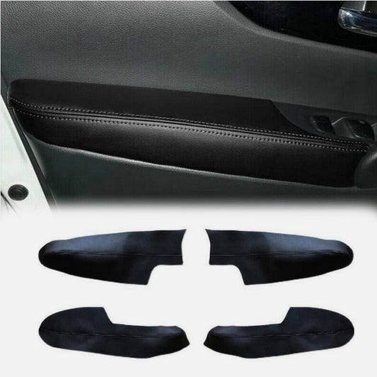 4PCS Black Door Plates Armrest Leather Cover for Nissan Rogue 2014-2020