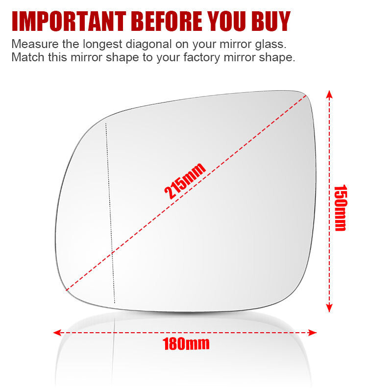 Left Driver Side Door Mirror Glass with Backing Heated fits for AUDI Q5 Q7 2009-2015