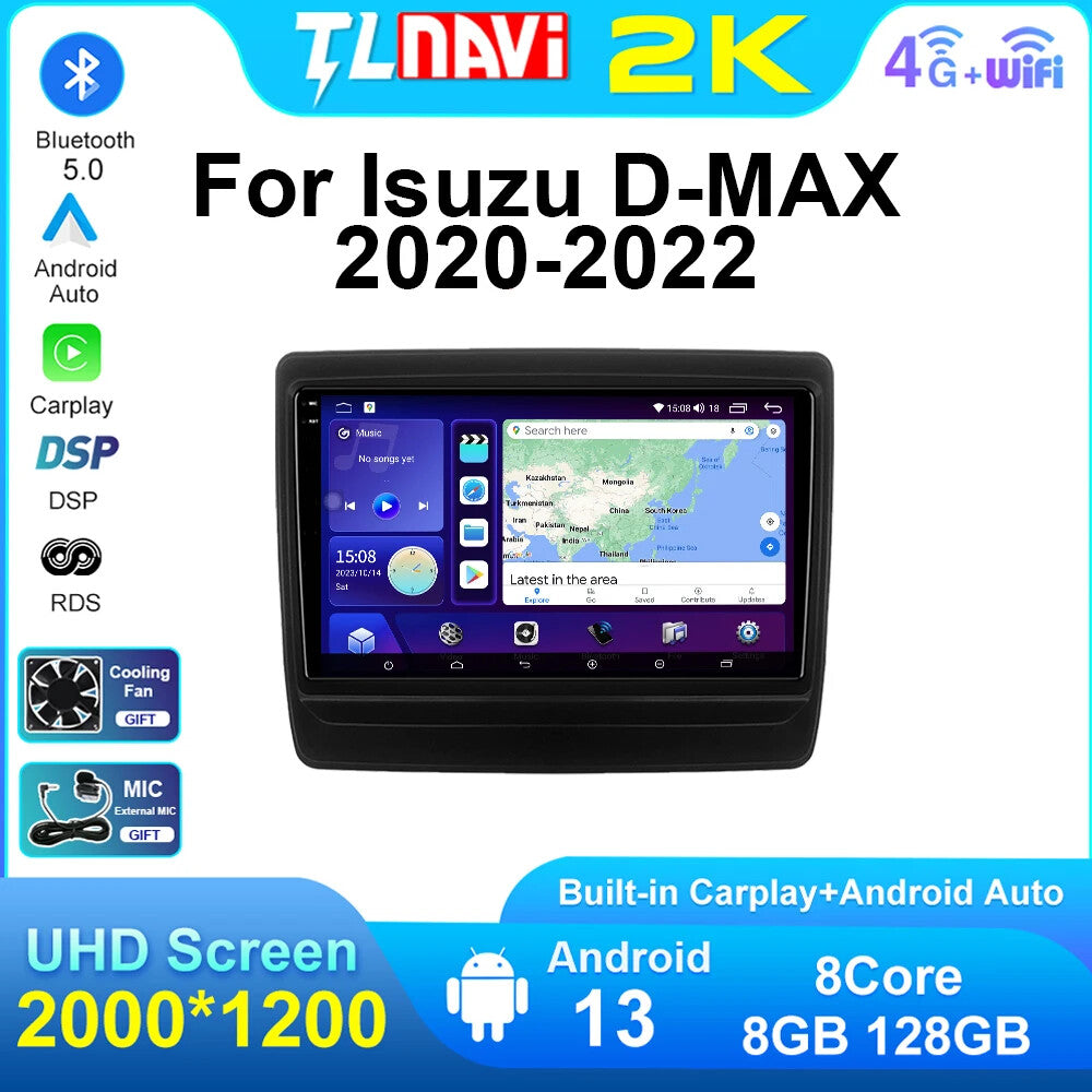 Android Auto CarPlay Car Radio for Isuzu DMAX 2020-2022 Stereo GPS Player Screen