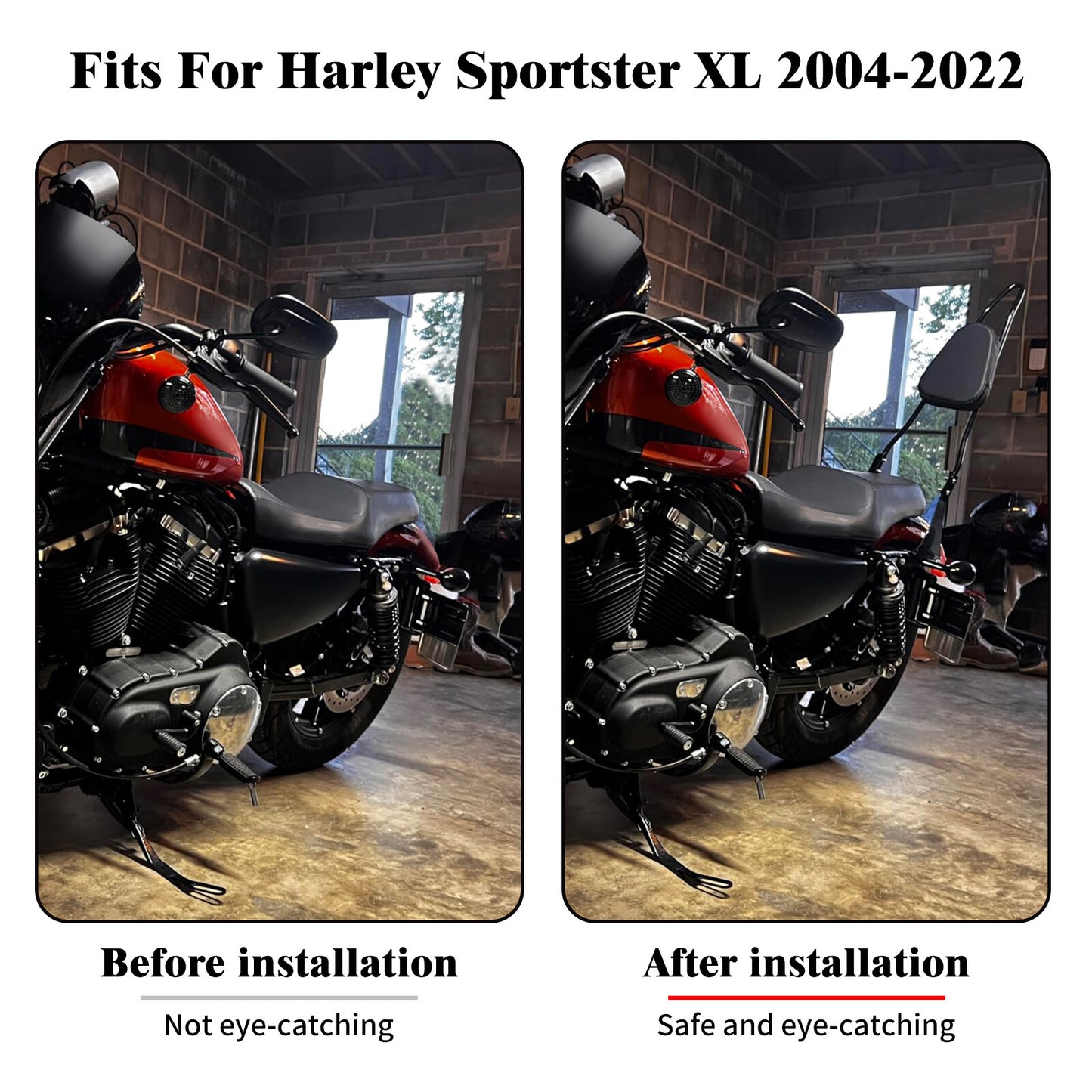 Detachable Passenger Backrest Sissy Bar for Harley Sportster XL 883 1200 04-2022