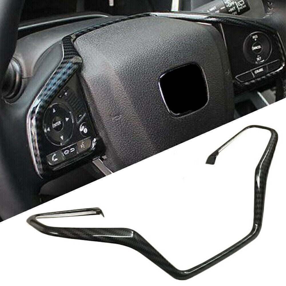 for Honda CRV CR-V 2017-2021 Carbon Fiber Style Steering Wheel Cover Frame Trim