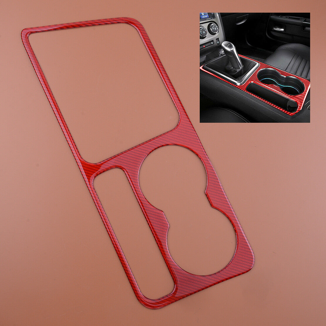 Carbon Fiber Cup Holder Panel Trim Cover Sticker Fit for Dodge for Challenger New