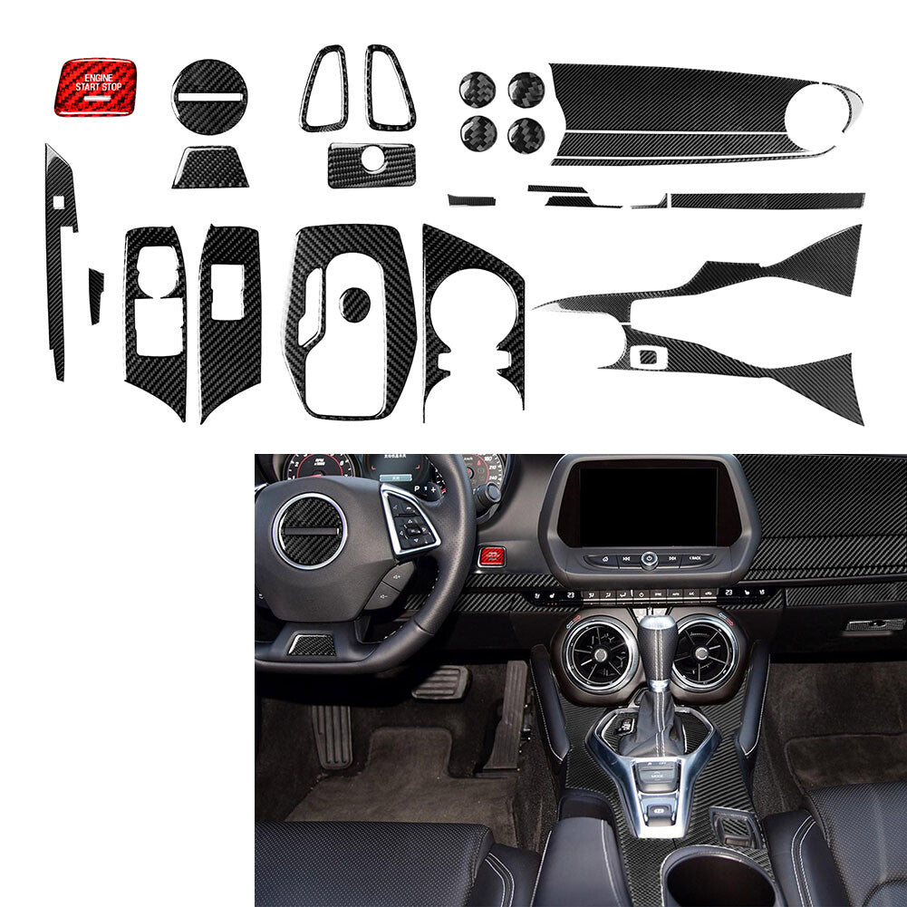 29 Pcs Carbon Fiber Full Set Interior Cover Trim for Chevrolet Camaro 2017-2019