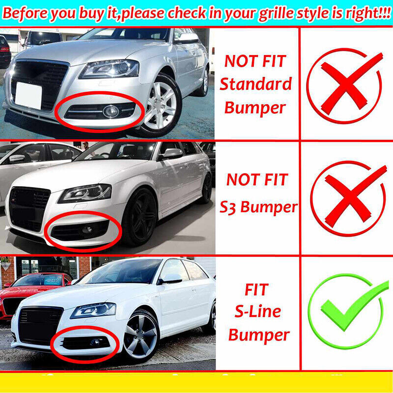 Left + Right front fog light grille covers for 2009-2012 for Audi A3 8P S line