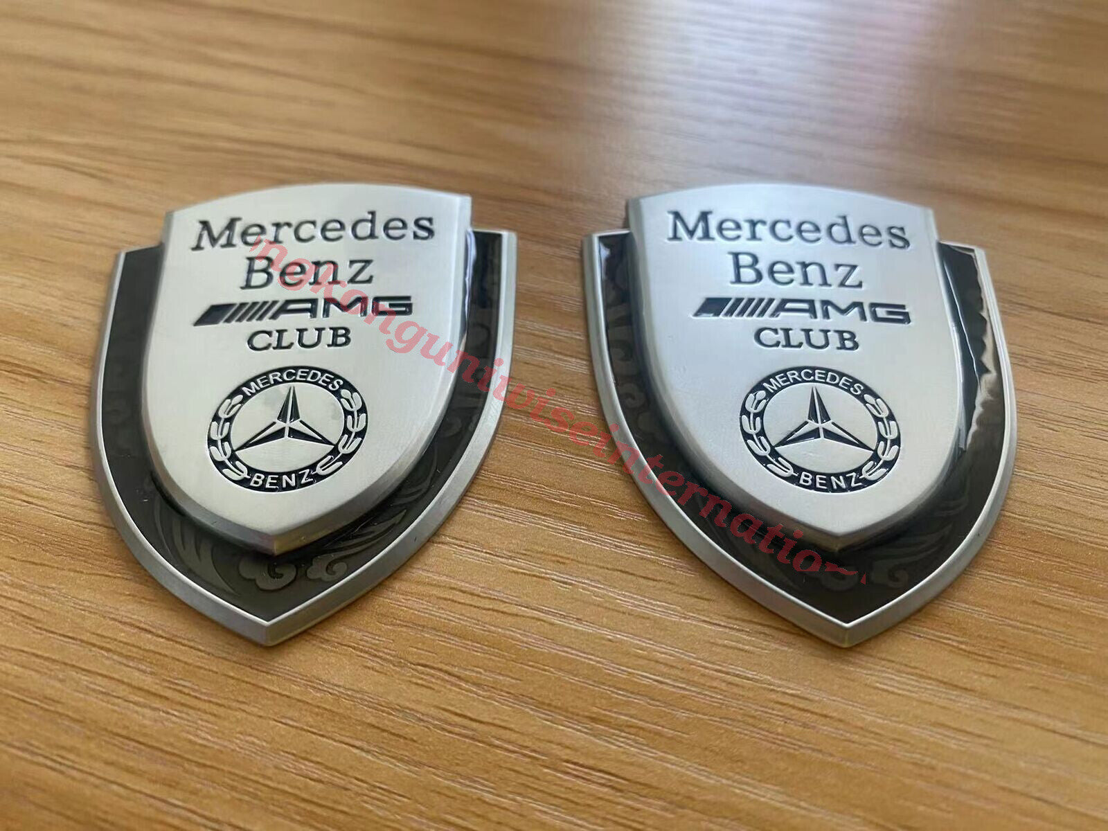2X Chrome 3D Logo Badge Car Body Emblem Ornament for AMG A/B/C/E/S