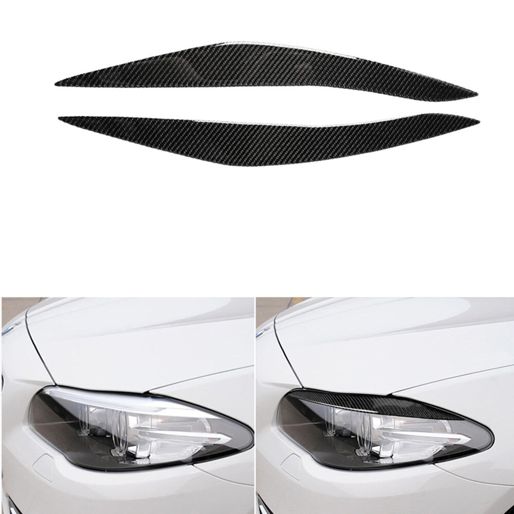 2x carbon fiber headlights eyebrow trim for BMW 5 Series F10 2010-2013