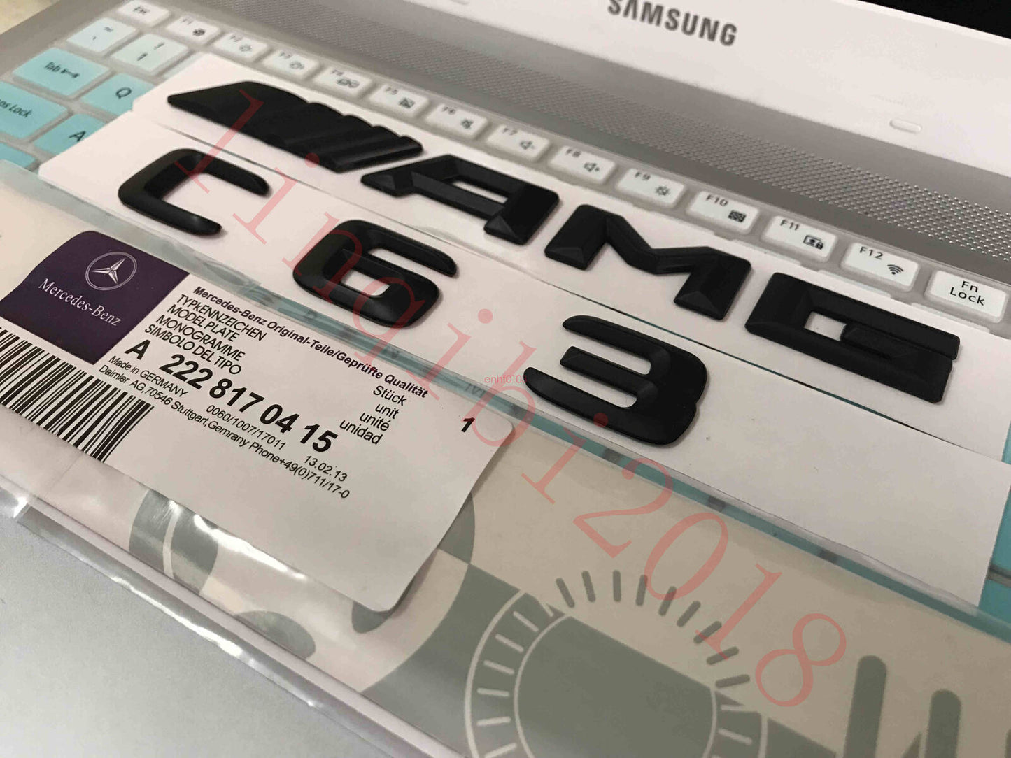 Matt black  C63 + AMG  Letters Trunk Emblem Badge Sticker for AMG