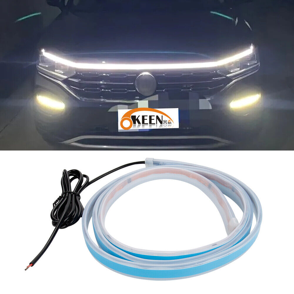 Car LED DRL hood light strip engine cover daytime running light flowing fashion