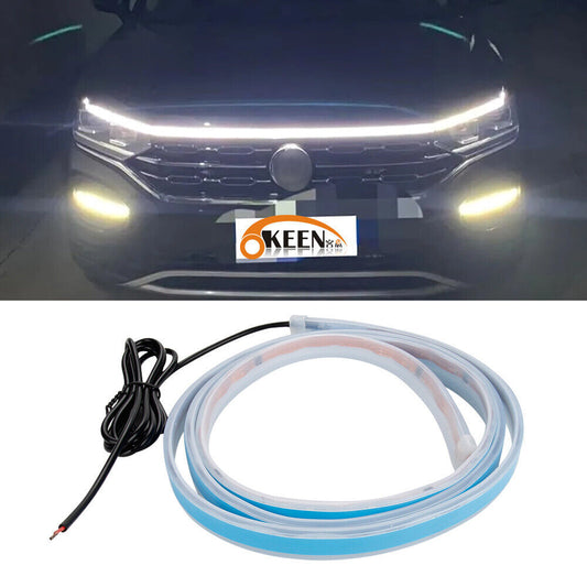 Car LED DRL hood light strip engine cover daytime running light flowing fashion