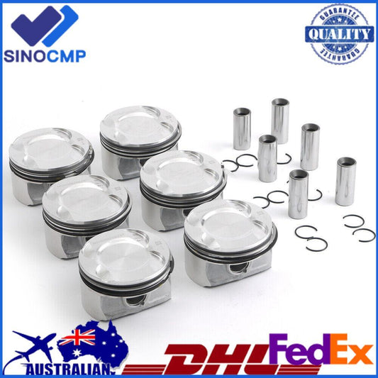 6Pcs Pistons Rings Set 9.3:1 for BMW E87 E90 E92 E60 130i 330i 530i N52B30 3.0L