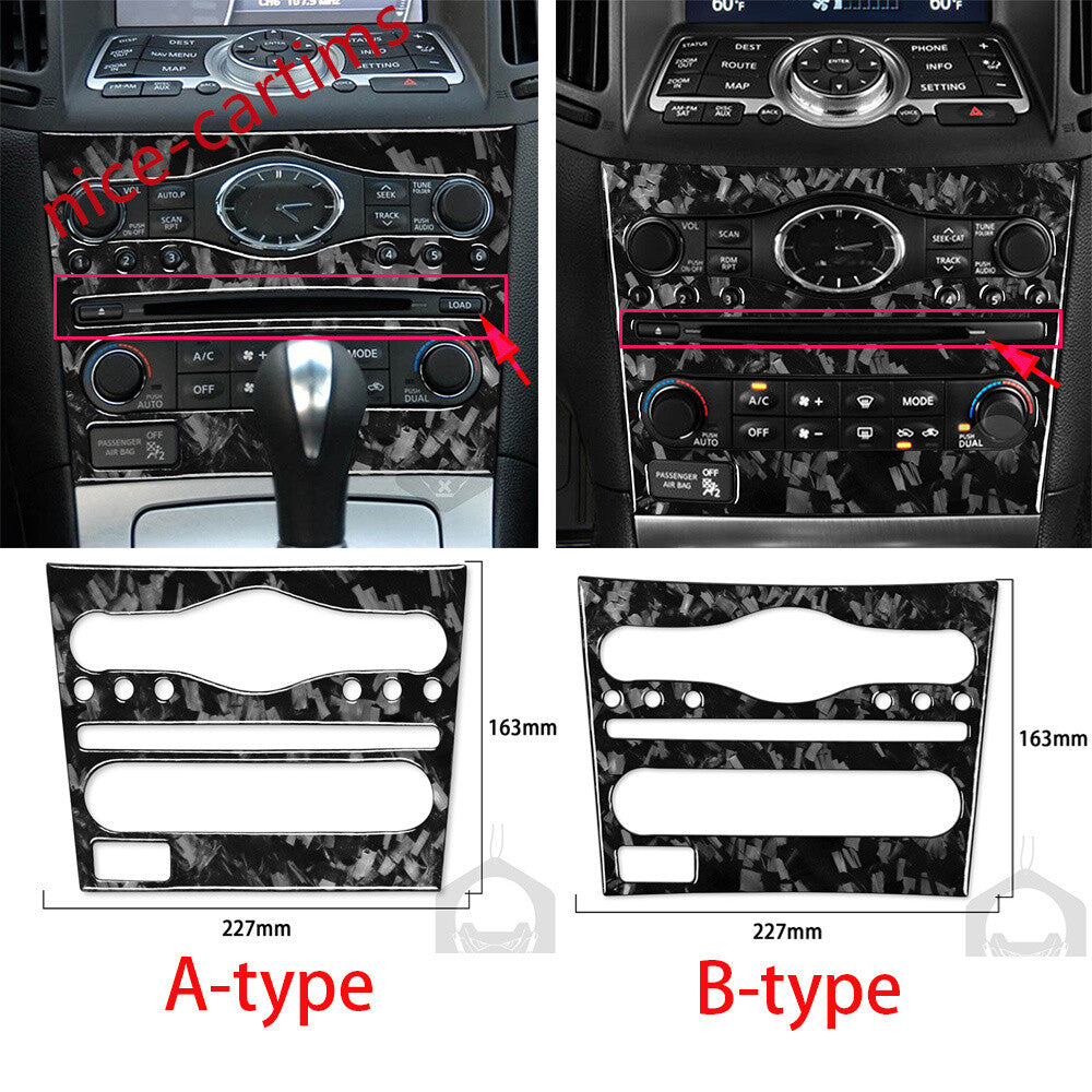 2¡ÁForged Carbon Fiber Center Console AC CD Trim for Infiniti G37 2007-13 G25 Q60