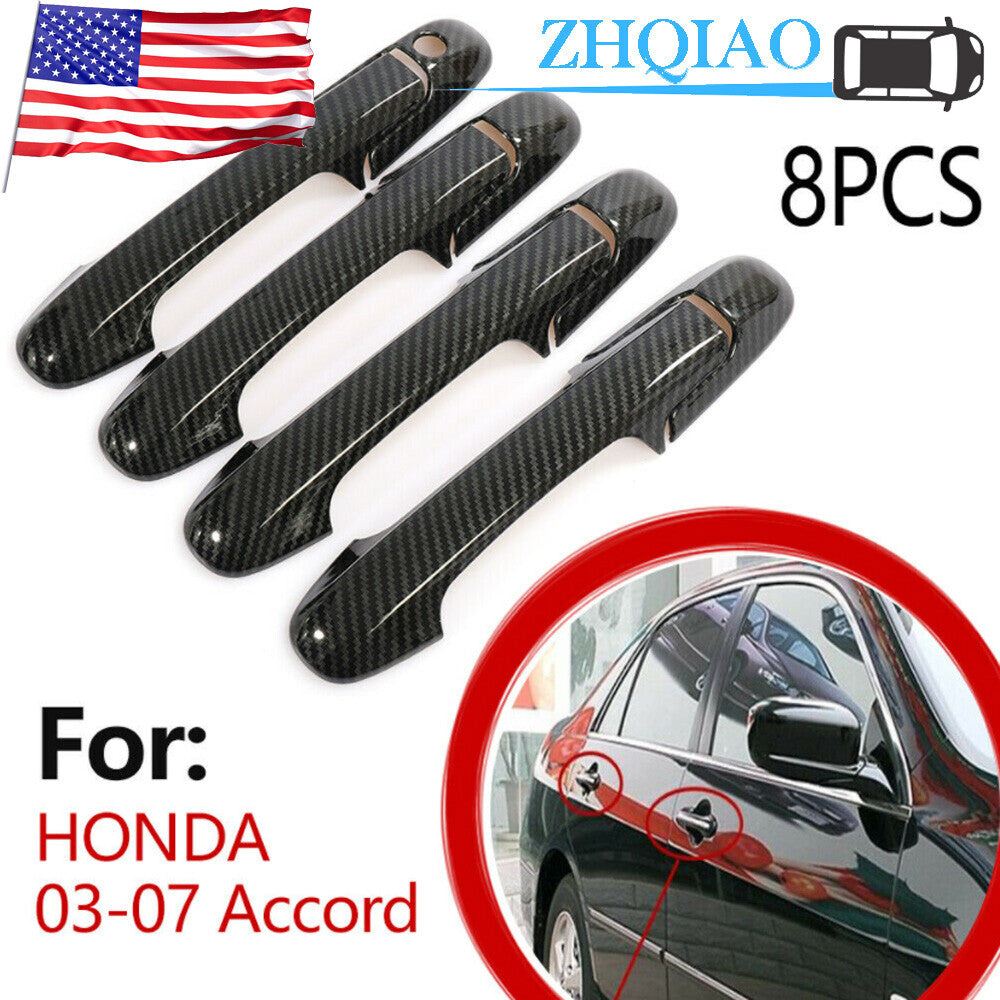 Carbon Fiber Side Door Handle Cover Trim for Honda Accord 2003 04 2005 2006 2007