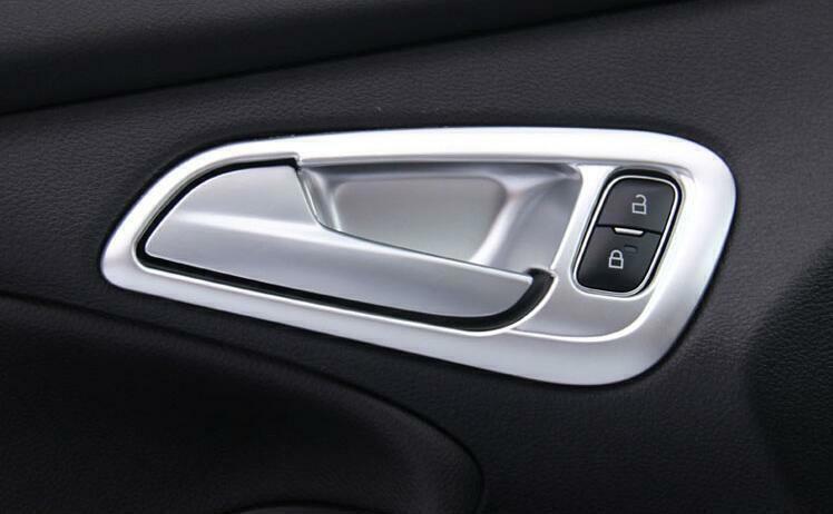 ABS Matte Silver Interior Door Bowl Frame Cover Trim 4P For 2015-2018 for Ford Focus