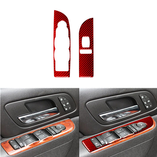 Red Carbon Fiber Front Door Control Trim For Silverado/tahoe/ for sierra 07-14 Type B