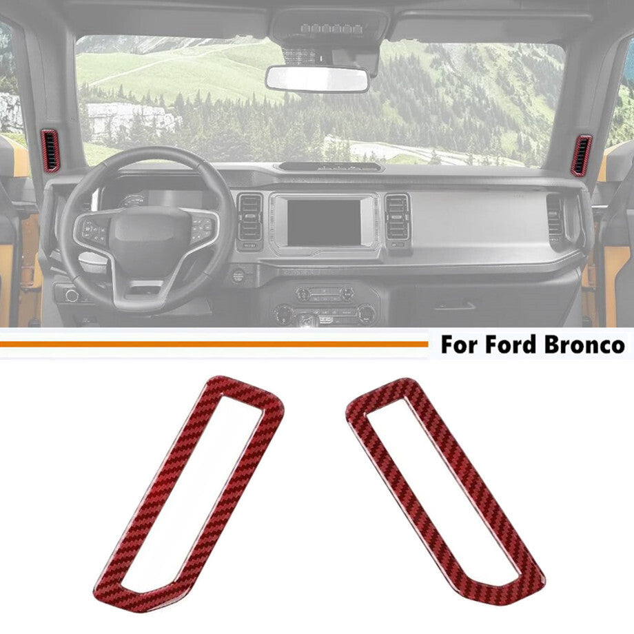 for Ford for Mustang 21-24 Red Carbon Front A-Support Ventilation Cover Trim Accessory
