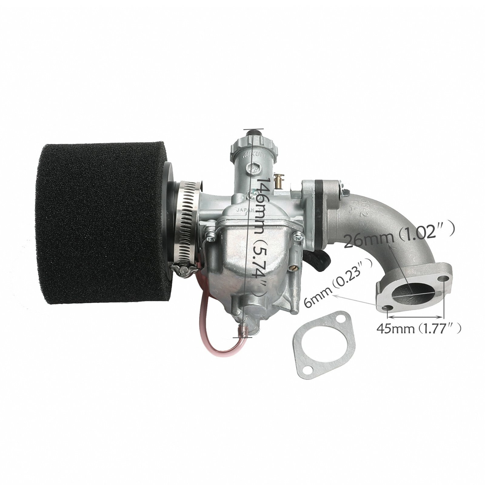 26mm VM22 carburetor air filter inlet tube suitable for 125cc 140cc Pit bicycles