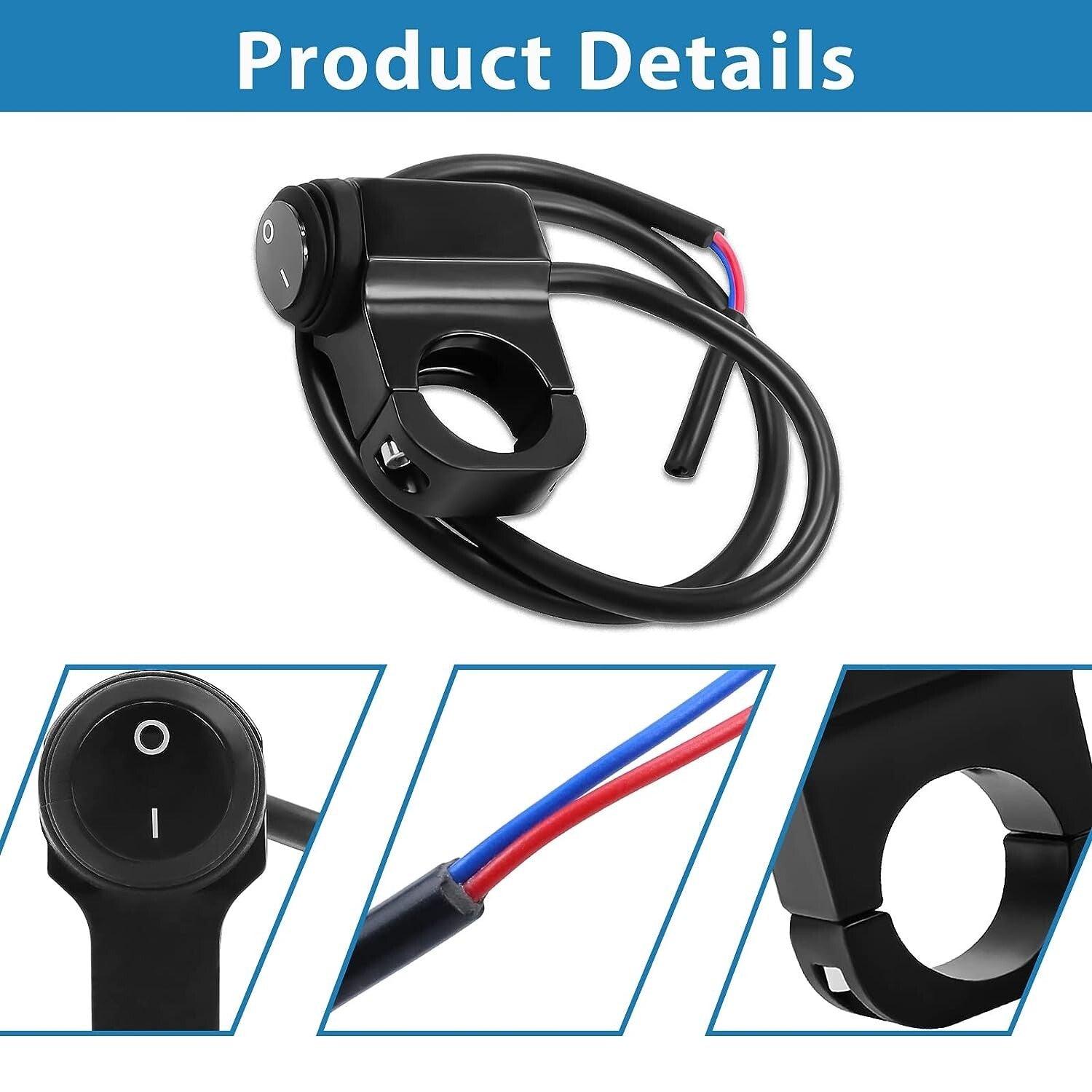 12V Motorcycle Headlight Switch for Honda for Yamaha for Suzuki Waterproof Switche Black