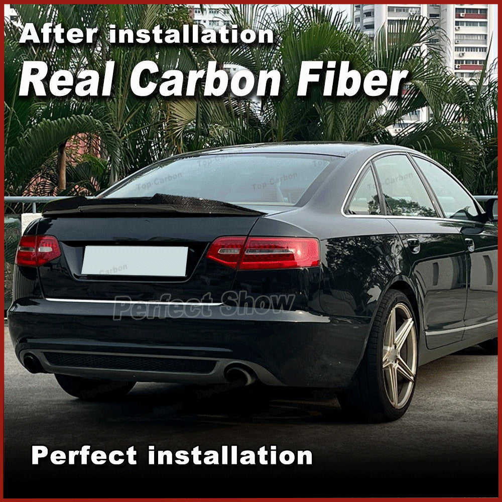 for AUDI A6 C6 Sline S6 Sedan 2008-2011 REAL CARBON Rear Trunk Spoiler Wing Lip