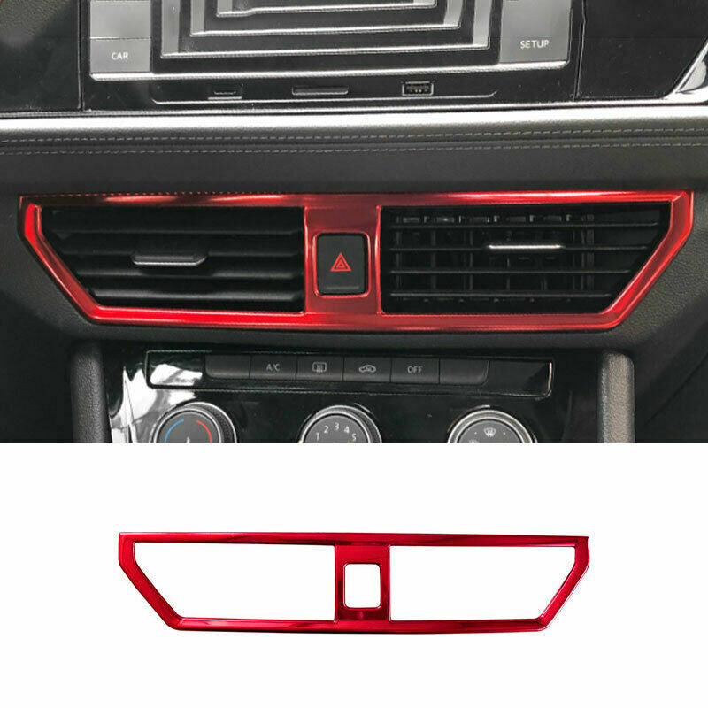 Red Steel Central Console Outlet Vent Trim for Volkswagen for Jetta Mk7 2019-2021