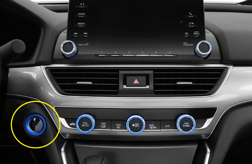 1P for Honda Accord 2018-2022 Blue Alloy Start Switch Button Ignition Cover Trim