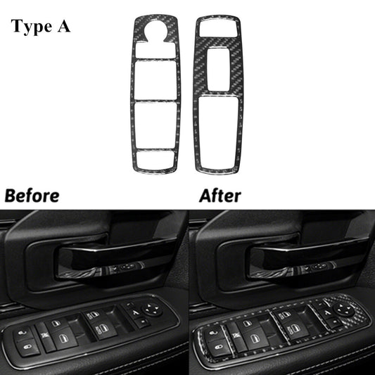 Carbon Fiber Front Window Lift Control Trim for Dodge for Ram 1500 2013-2015 Type A
