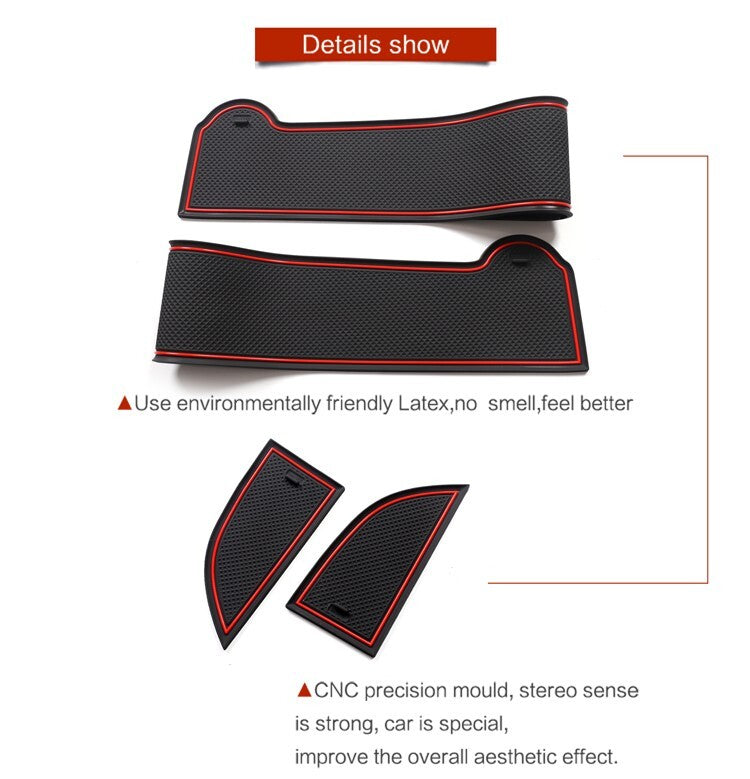 Car Gate Slot Cup Mat for Ford for Mustang Mach-E 2021 2022 Anti-Slip Mats Red