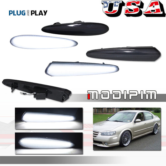 White LED front and rear bumper side marker indicators are applicable to 00-03 for Nissan Maxima