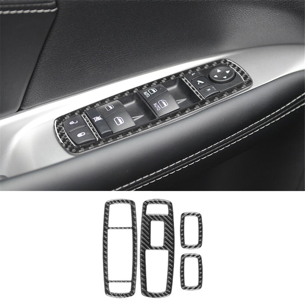 for Dodge Journey 2011-2017 4Pcs Window Switch Button Trim Cover Carbon Fiber