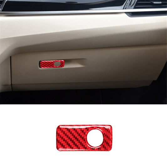 Red Carbon Fiber Interior Glove Box Handle Cover Trim for BMW X1 F48 2016-2018