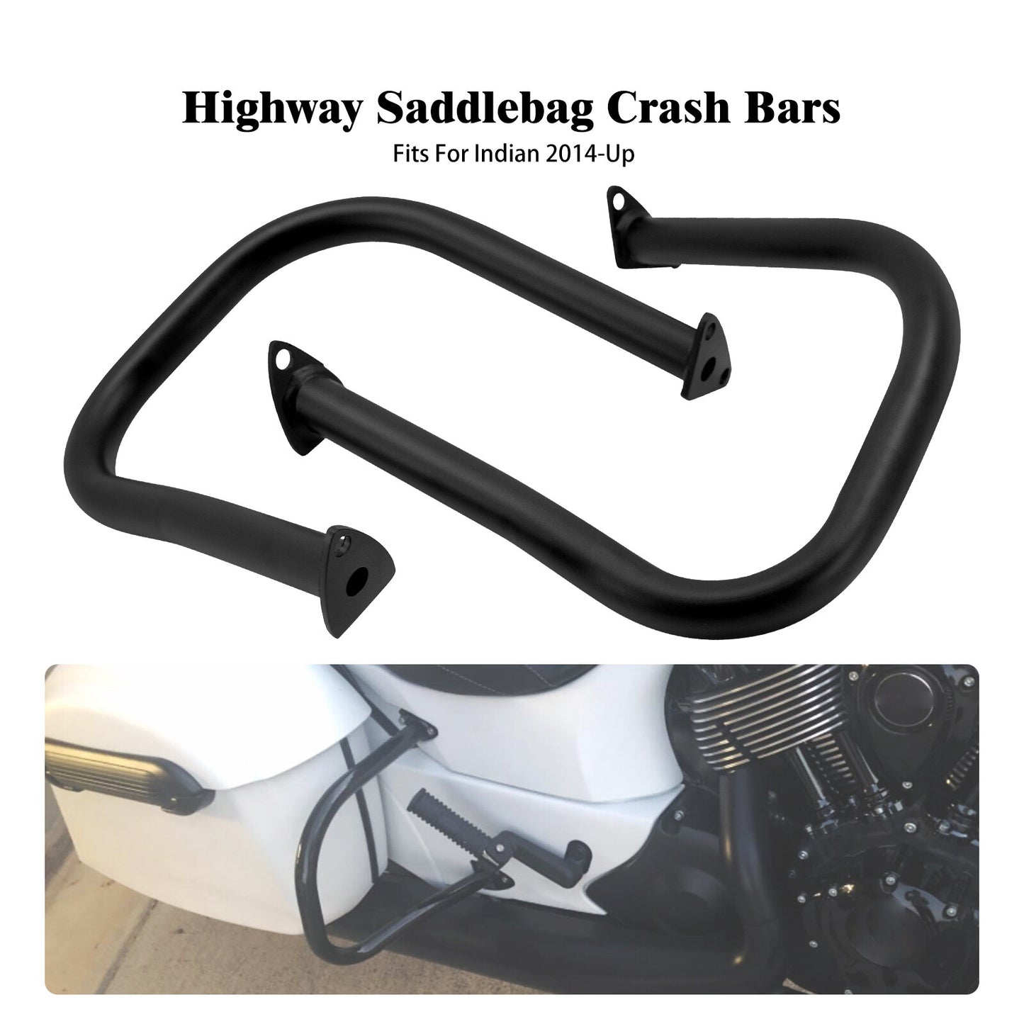 Black Rear Saddlebag Highway Guard Bars For Indian Chieftain Springfield 14-2023