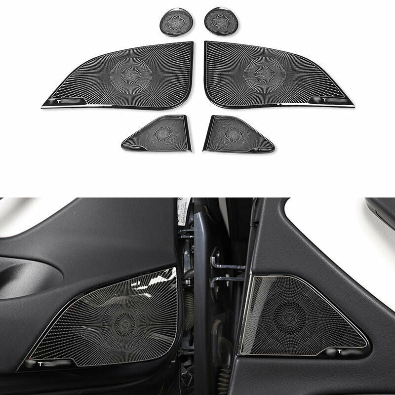 for Tesla Model 3 2017-2023 Black Steel Interior Door Speaker Ring Cover Trim 6x
