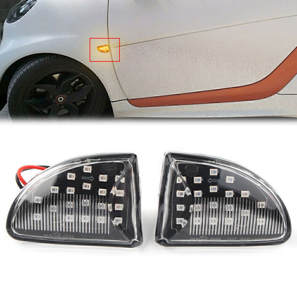 Amber LED Sequential Dynamic Clear Side Marker Light Fit for Smart Fortwo W451 Coupe